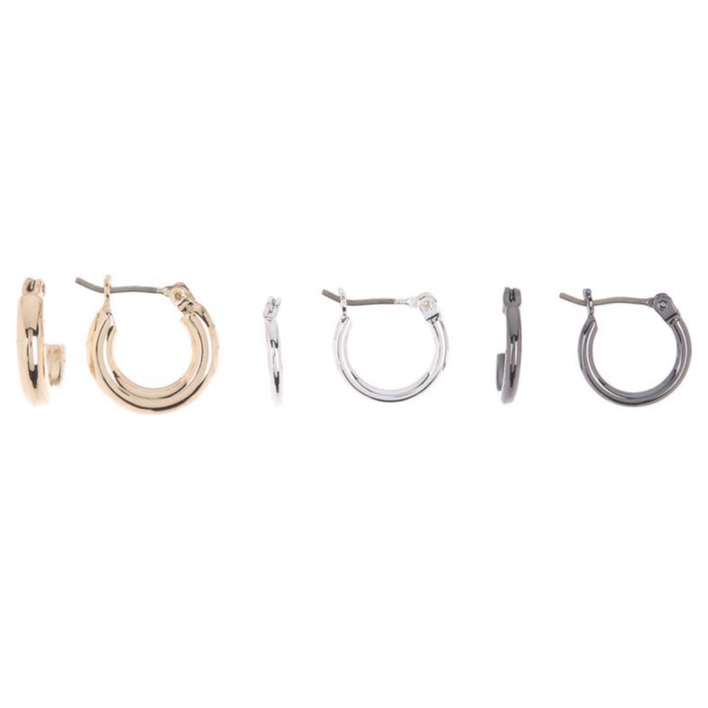 DKNY | NWT 3 Tri-Tone Tube Hoop Earrings Set